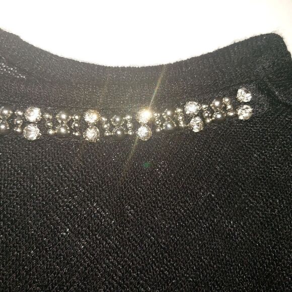 Dorothy Perkins Black Pullover Sweater with Rhinestone Collar - Picture 4 of 6